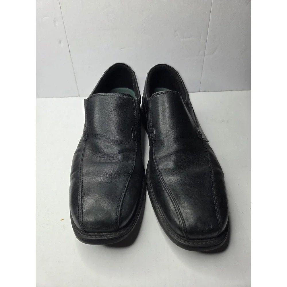 Clarks Mens Black Leather Slip On Loafers Square Toe XL Extralight Shoes 5292